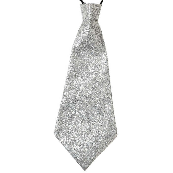 Silver Lurex Necktie With Elastic