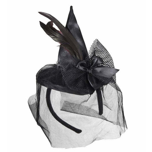 Mini Witch Hat With Feathers And Veil