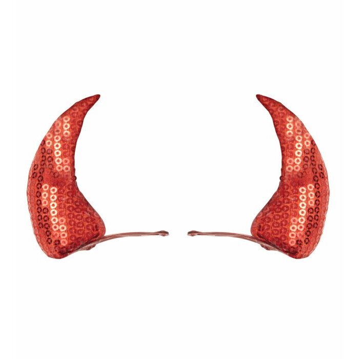 Red Sequin Horns Hair Clips
