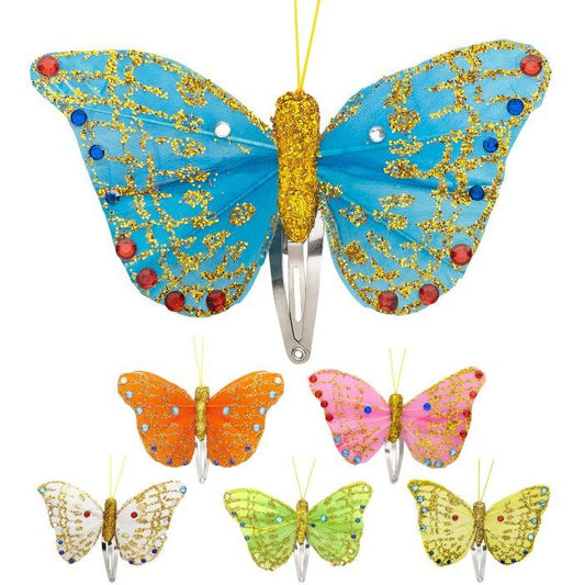Box Of 12 Butterfly Hair Clips 6 Colors Ass.