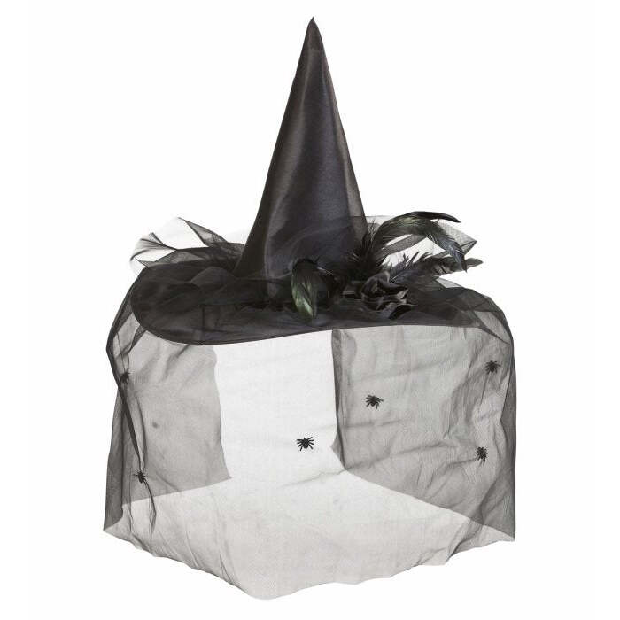 Witch Hats With Tulle, Flower & Feathers