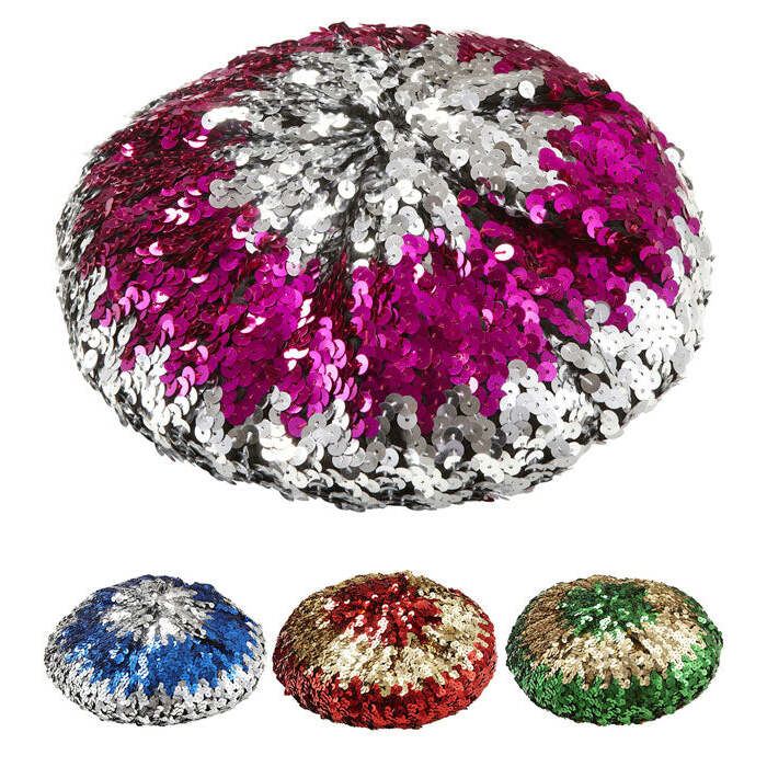 Two-Tone Sequin Basco Hat 4 Colors Ass.
