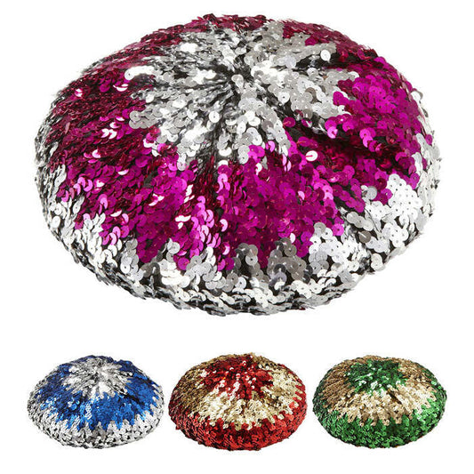 Two-Tone Sequin Basco Hat 4 Colors Ass.