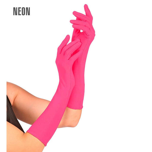 Neon Pink Long Gloves - 40 Cm