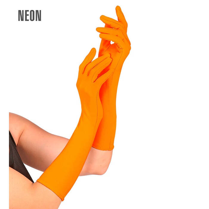 Neon Orange Long Gloves - 40 Cm