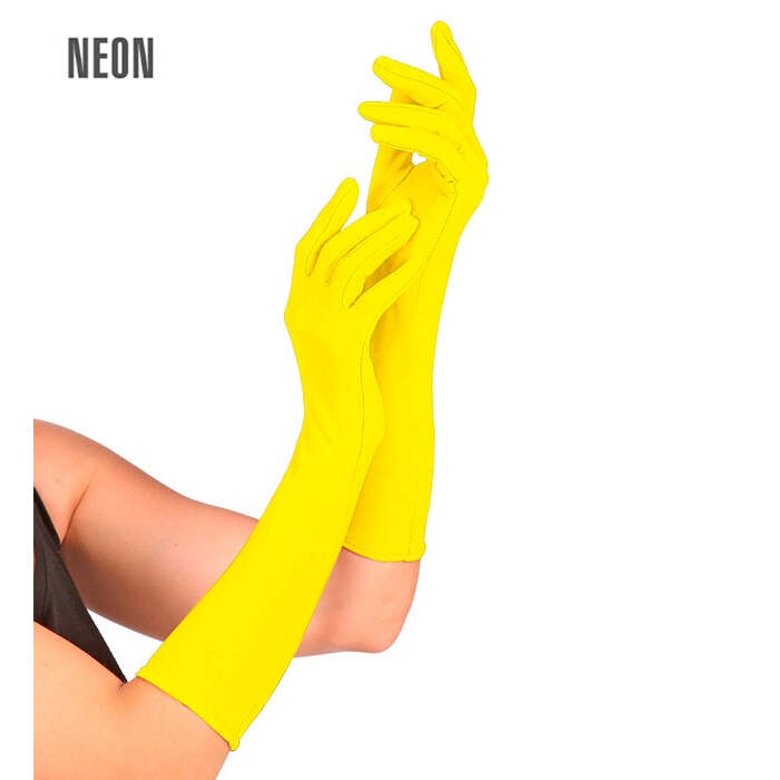 Neon Yellow Long Gloves - 40 Cm