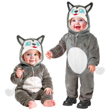 Husky Plush Velvet  Hooded Jumpsuit 