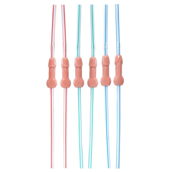 Set Of 6 Willy Sipping Straws