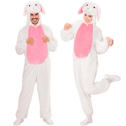 Bunny In Soft Plush  Hooded Jumpsuit With Mask 