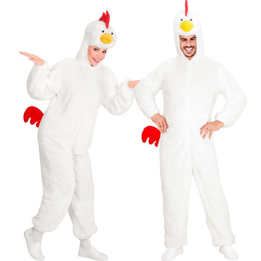 Chicken In Soft Plush  Hooded Jumpsuit With Mask 