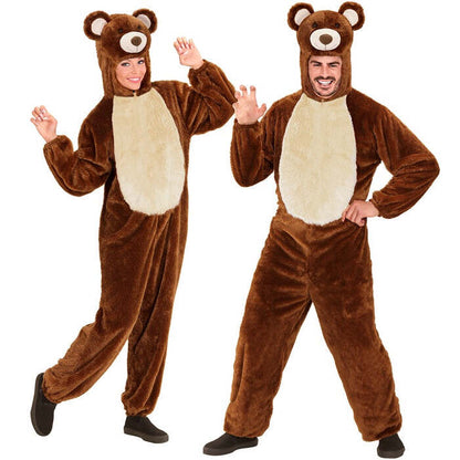Bear In Soft Plush  Hooded Jumpsuit Withmask 