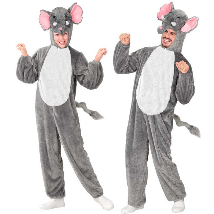 Elephant In Soft Plush  Hooded Jumpsuit With Mask 