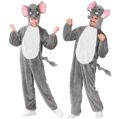 Elephant In Soft Plush  Hooded Jumpsuit With Mask 