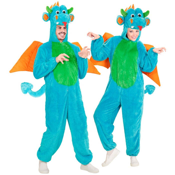 Dragon In Soft Plush  Hooded Jumpsuit With Mask 