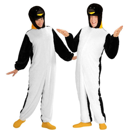 Penguin In Soft Plush  Hooded Jumpsuit With Mask 