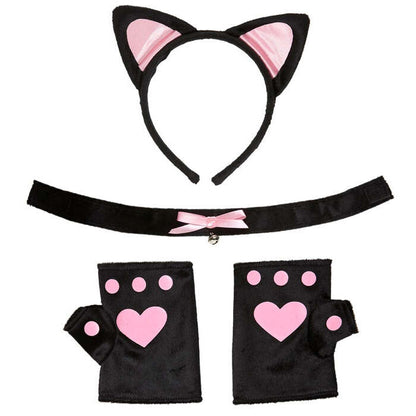 Soft Pink Cat Set  Ears, Choker, Gloves 