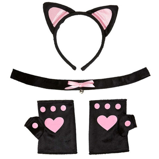 Soft Pink Cat Set  Ears, Choker, Gloves 