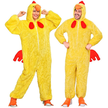 Chick In Soft Plush  Hooded Jumpsuit With Mask 