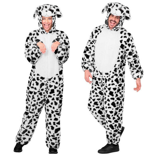 Dalmatian In Soft Plush  Hooded Jumpsuit With Mask 