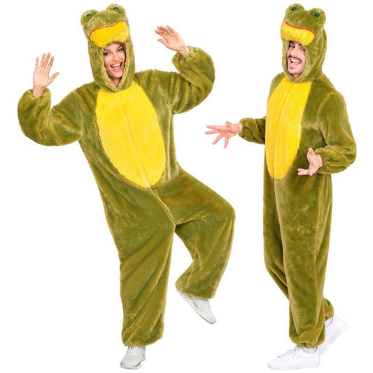 Frog In Soft Plush  Hooded Jumpsuit With Mask 