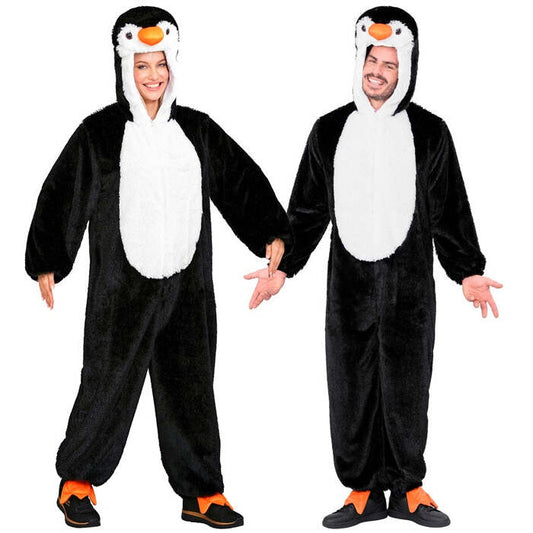 Penguin In Soft Plush  Hooded Jumpsuit With Mask 