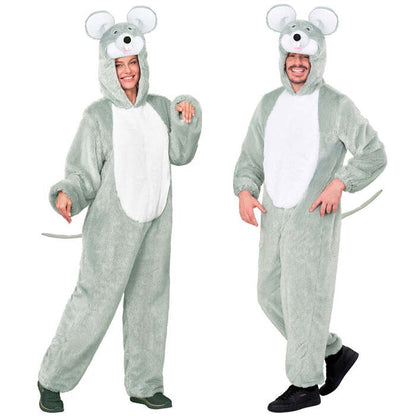 Mouse In Soft Plush  Hooded Jumpsuit With Mask 