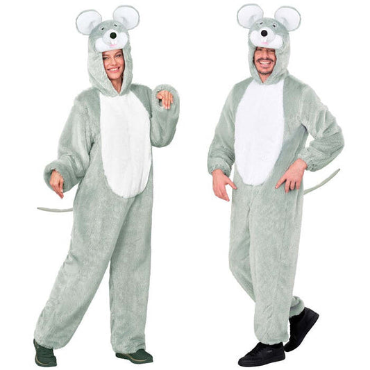 Mouse In Soft Plush  Hooded Jumpsuit With Mask 