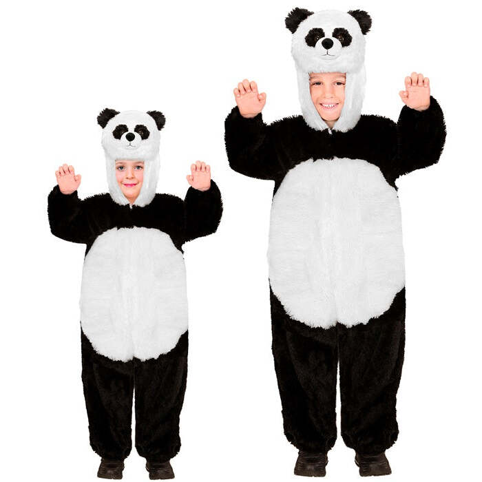 Panda In Soft Plush  Hooded Jumpsuit With Mask 