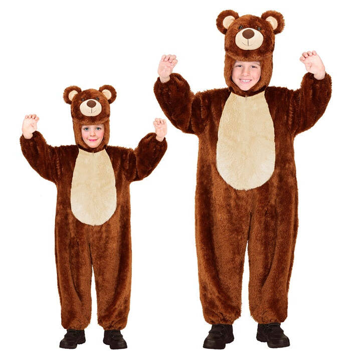 Bear In Soft Plush  Hooded Jumpsuit Withmask 