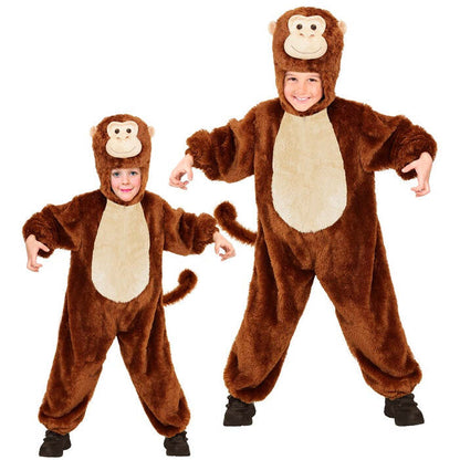 Monkey In Soft Plush  Hooded Jumpsuit With Mask 