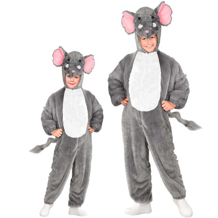 Elephant In Soft Plush  Hooded Jumpsuit With Mask 