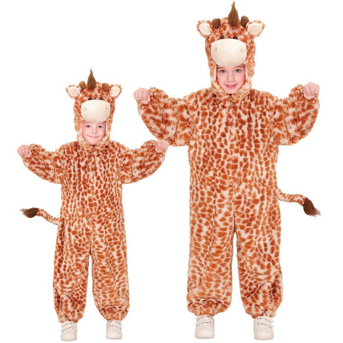 Giraffe In Soft Plush  Hooded Jumpsuit With Mask 