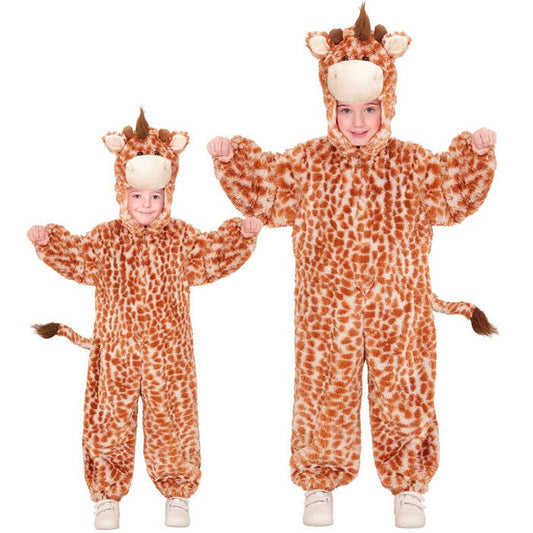 Giraffe In Soft Plush  Hooded Jumpsuit With Mask 