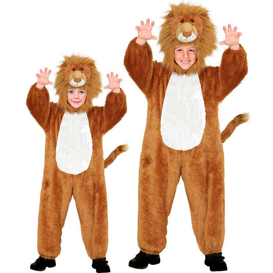 Lion In Soft Plush  Hooded Jumpsuit Withmask 