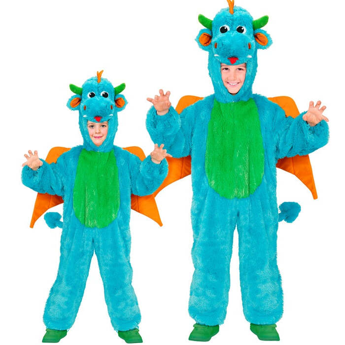 Dragon In Soft Plush  Hooded Jumpsuit With Mask 
