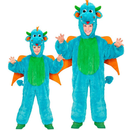Dragon In Soft Plush  Hooded Jumpsuit With Mask 