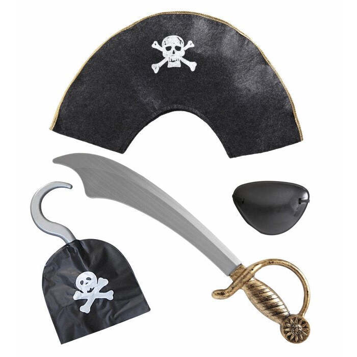 Pirate Set  Hat, Cutlass, Eyepatch, Hook 