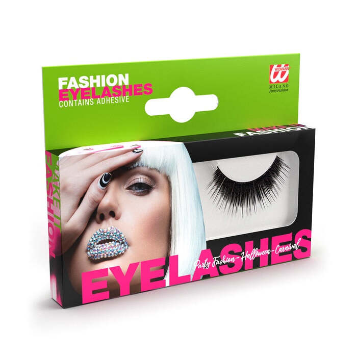 Black Thick Eyelashes In Box With Glass Bottle Glue
