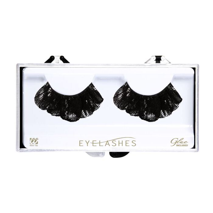 Black Lace Eyelashes In Box Withglass Bottle Glue