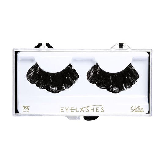 Black Lace Eyelashes In Box Withglass Bottle Glue