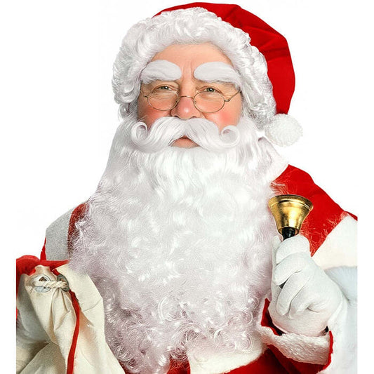 Deluxe Santa Claus Set In Box  Hat With Hair, Beard, Moustache, Eyebrows 