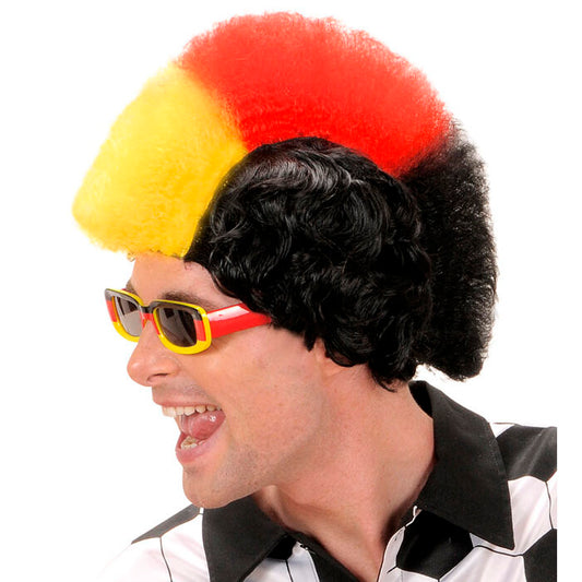 Black - Red - Yellow Supporter Man Wig In Box