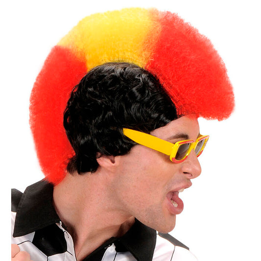 Red - Yellow - Red Supporter Man Wig In Box