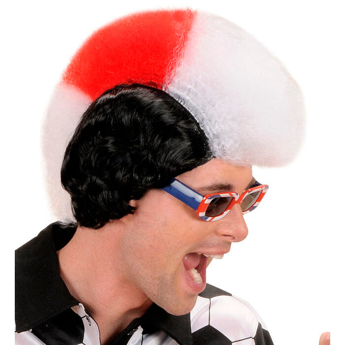 White - Red - White Supporter Man Wig In Box