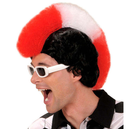 Red - White - Red Supporter Man Wig In Box