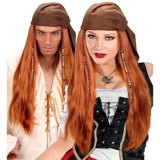 Pirate Of The Caribbean Wig With Suedette Bandana In Box
