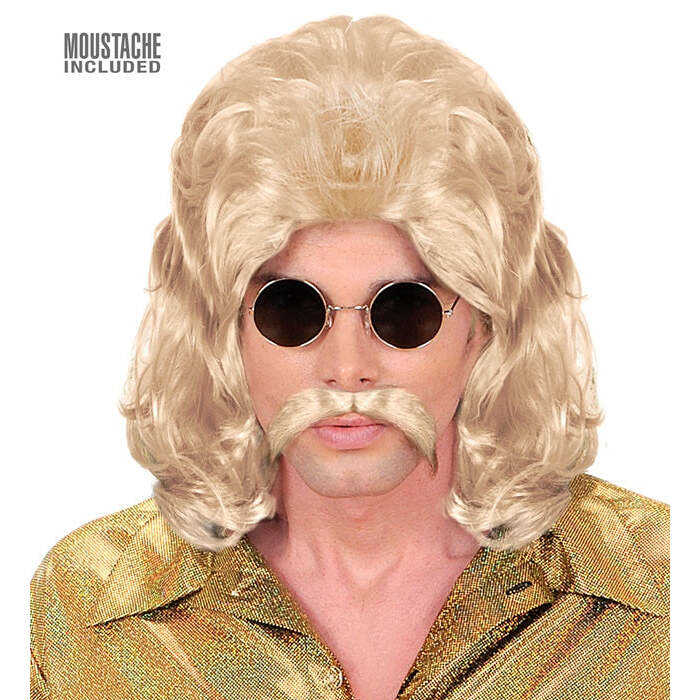 The 70S Man Wig & Moustache Blond - In Box