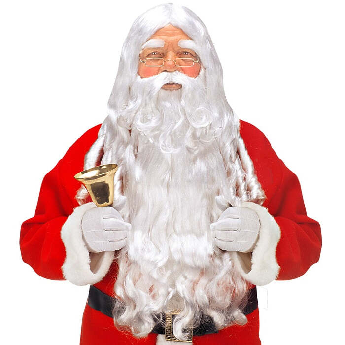 Santa Claus In Box -  Curly Locks Wig, Beard With Moustache & Eyebrows 