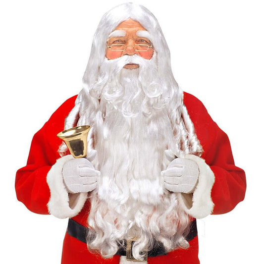 Santa Claus In Box -  Curly Locks Wig, Beard With Moustache & Eyebrows 