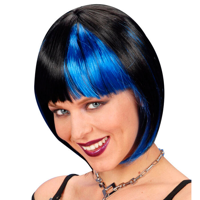 Zoey Wig Black With Blue Streaks- In Box